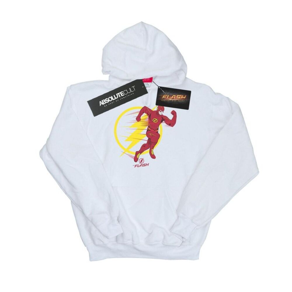 DC Comics Mens The Flash Running Emblem Hoodie / White